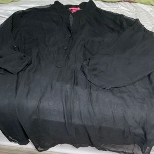 Sheer black Mis & Co. blouse size 3X.  W226